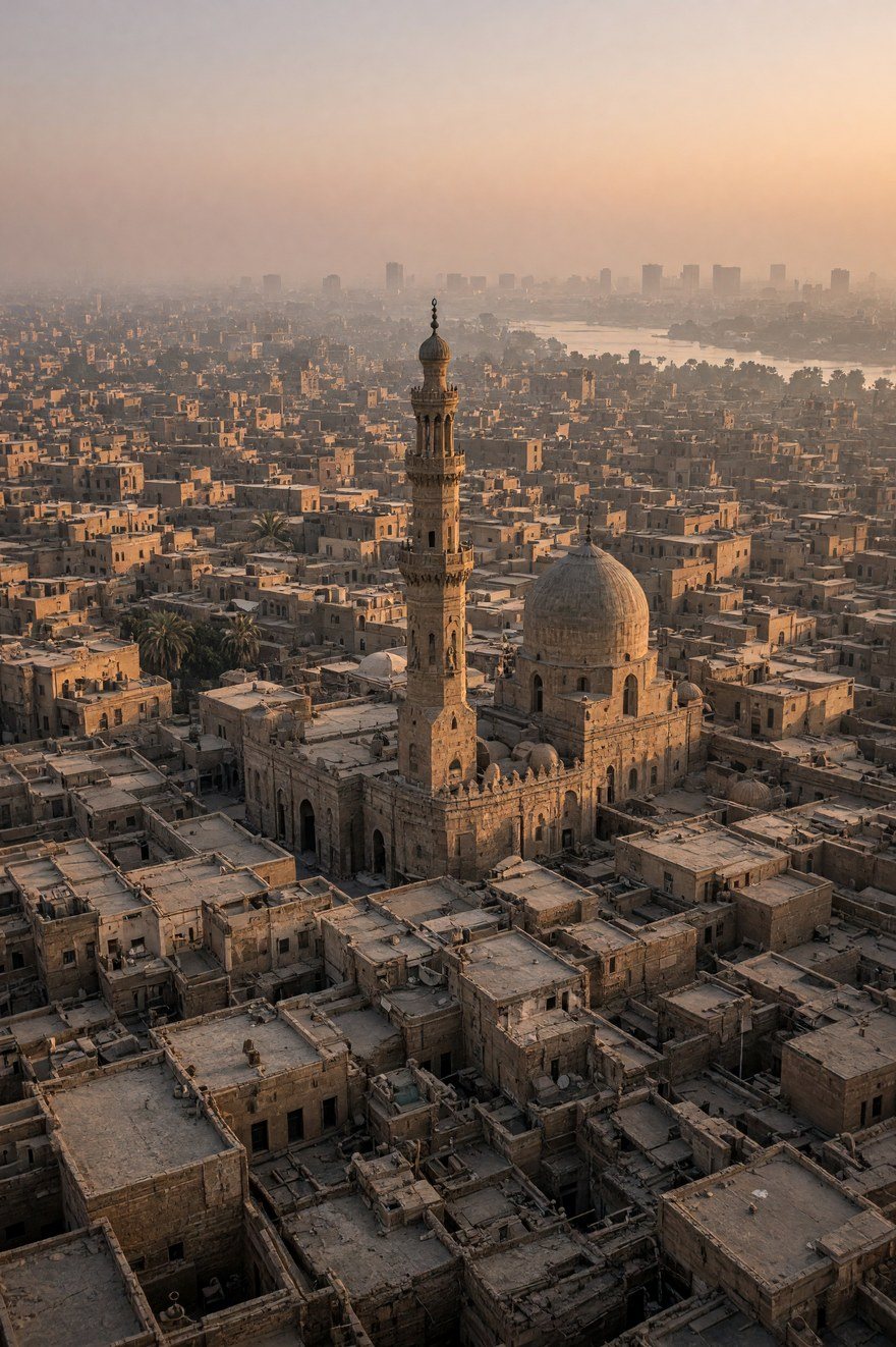 The rooftops of Cairo at dusk